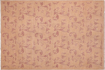handmade Transitional Kafkaz Chobi Ziegler Tan Rose Hand Knotted RECTANGLE 100% WOOL area rug 6 x 9
